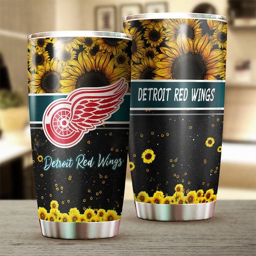 Detroit Red Wings Fans Will Love This Beautiful Sunflower NHL Tumbler with Hockey Grunge Design Tumbler - Image 2