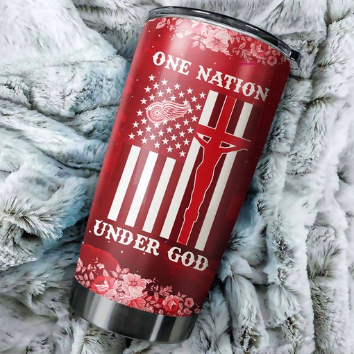 Detroit Red Wings NHL Tumbler One Nation Under God NHL Tumbler Design for Dedicated Fans, Ideal Tumbler Gift