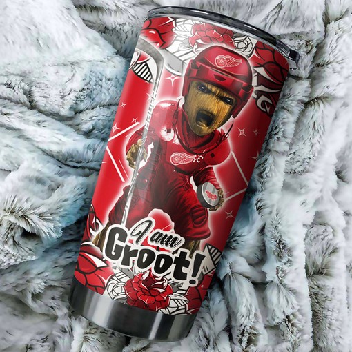 Detroit Red Wings NHL Tumbler featuring Groot Design - Perfect Drink Container for Fans
