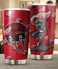 Detroit Red Wings NHL Tumbler with Funny Dog Design - Custom Drinkware for Fans