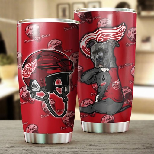 Detroit Red Wings NHL Tumbler with Funny Dog Design - Custom Drinkware for Fans