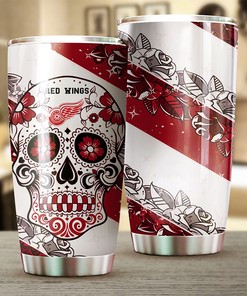 Detroit Red Wings NHL Tumbler with Skull Design - Perfect for Fans