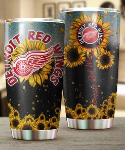 Detroit Red Wings NHL Tumbler with Sunflower Design - Perfect for Fans