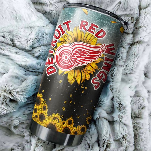 Detroit Red Wings NHL Tumbler with Sunflower Design - Perfect for Fans - Image 2