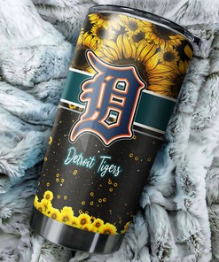 Detroit Tigers Beautiful Sunflower Design Personalized Tumbler - Sports Tumbler 20oz