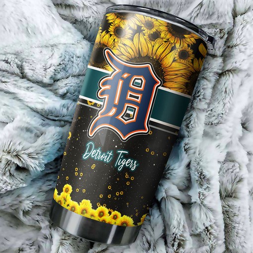 Detroit Tigers Beautiful Sunflower Design Personalized Tumbler - Sports Tumbler 20oz