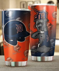 Detroit Tigers MLB Tumbler with Adorable Dog Design - Perfect Tumbler for Tigers and Dog Lovers