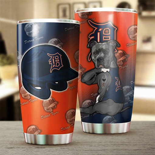 Detroit Tigers MLB Tumbler with Adorable Dog Design - Perfect Tumbler for Tigers and Dog Lovers