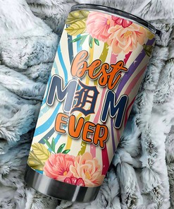 Detroit Tigers MLB Tumbler with Best Mom Ever and MLB Logo - Personalized Gift for Baseball-loving Moms