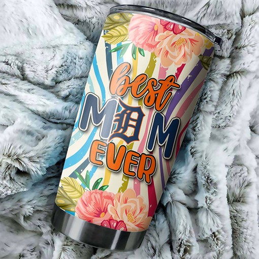 Detroit Tigers MLB Tumbler with Best Mom Ever and MLB Logo - Personalized Gift for Baseball-loving Moms