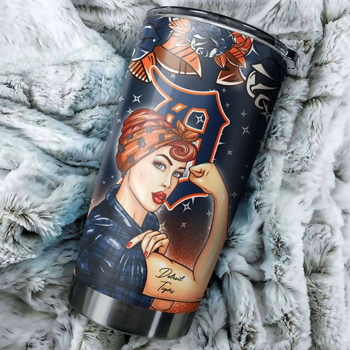 Detroit Tigers MLB Tumbler with Strong Best Mom Ever and MLB Logo - Personalized Tumbler for Tigers Fans - Image 2