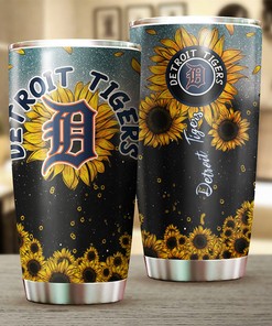 Detroit Tigers MLB Tumbler with Sunflower Design for All Baseball Fans with Custom MLB Logo