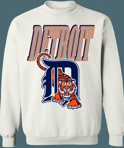 Detroit Tigers Vintage MLB Crewneck Sweatshirt Hoodie Shirt with Bold Graphics for MLB Fans