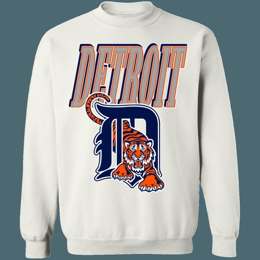 Detroit Tigers Vintage MLB Crewneck Sweatshirt Hoodie Shirt with Bold Graphics for MLB Fans
