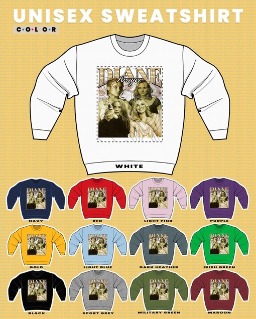 Diane Kruger German Actress Sweatshirt, Vintage Retro Sweater for Men and Women, Fan Tees with Film T-Shirt Style - Image 3