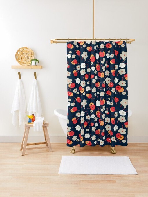 Disney Boho Floral Shower Curtain - Chic and Colorful Bathroom Decor with Eco-Friendly and Waterproof Material - Image 2