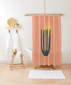 Disney Boho Mid-Century Cactus Shower Curtain - Abstract Patterns and Vintage Design with Eco-Friendly