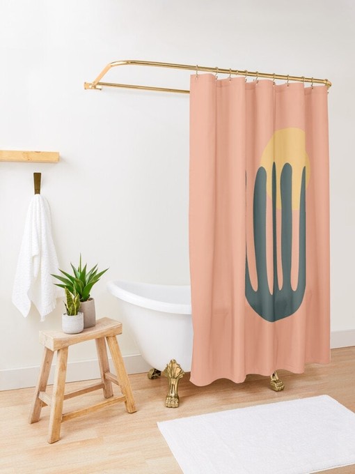 Disney Boho Mid-Century Cactus Shower Curtain - Abstract Patterns and Vintage Design with Eco-Friendly - Image 2
