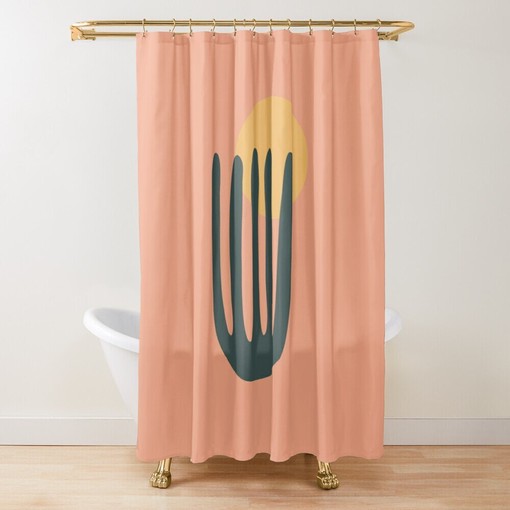 Disney Boho Mid-Century Cactus Shower Curtain - Abstract Patterns and Vintage Design with Eco-Friendly - Image 4