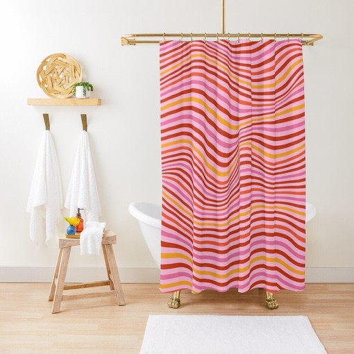 Disney Boho Psychedelic Shower Curtain - 70s Style with Boho Design and Waterproof Material with Hooks Included