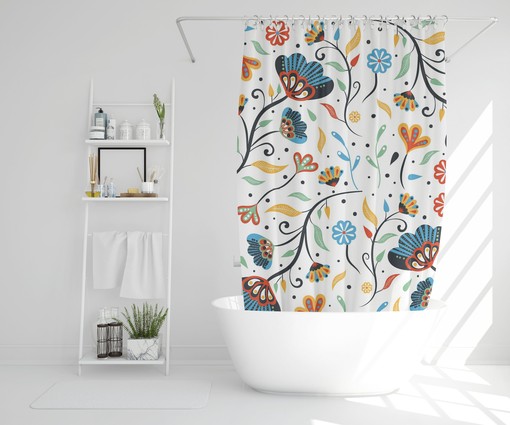 Disney Colorful Floral Botanical Shower Curtain - Unique and Eco-Friendly Polyester Waterproof Design with Hooks - Image 2