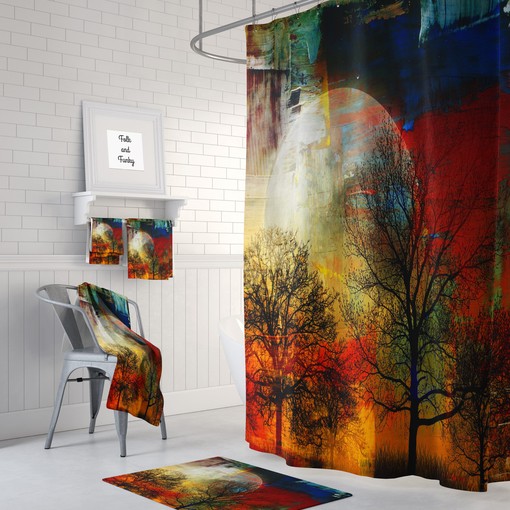 Disney Forest Sunset Shower Curtain for a Serene Bathroom