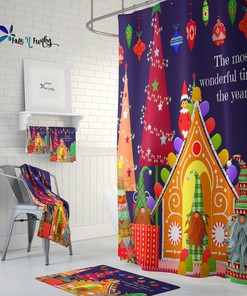 Disney Gnomes Christmas Shower Curtain for Magical Bathroom Decor
