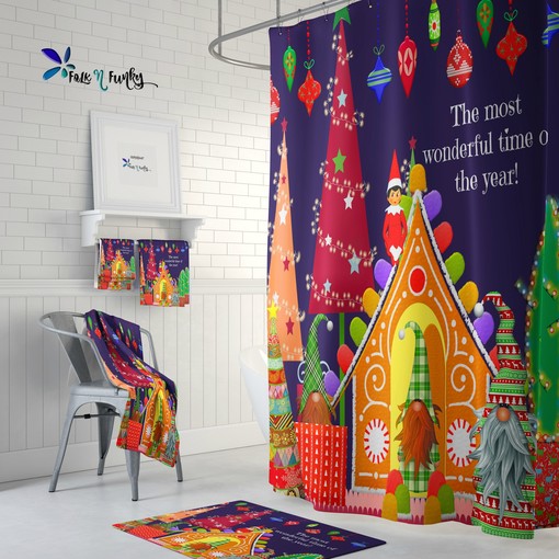 Disney Gnomes Christmas Shower Curtain for Magical Bathroom Decor