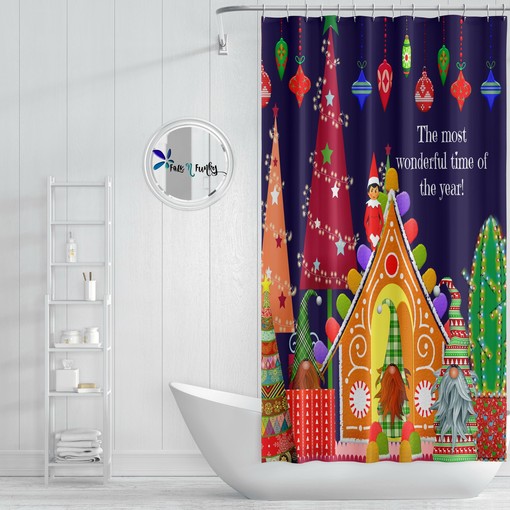 Disney Gnomes Christmas Shower Curtain for Magical Bathroom Decor - Image 2