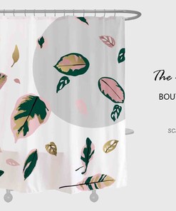 Disney Green Leaves Kids Bathroom Shower Curtain, Simple Potted Plants Design with Waterproof Fabric