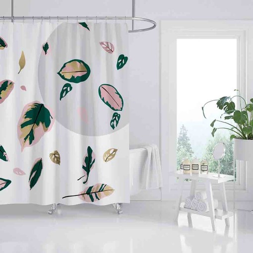 Disney Green Leaves Kids Bathroom Shower Curtain, Simple Potted Plants Design with Waterproof Fabric - Image 2