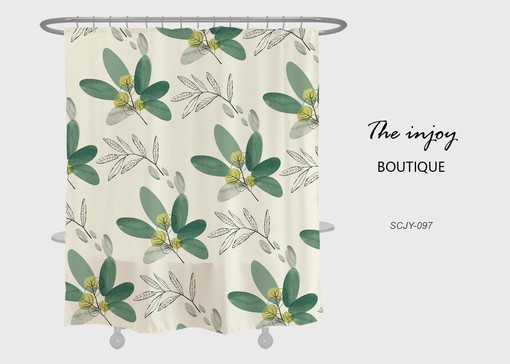 Disney Green Leaves Luxury Shower Curtain, Waterproof Design for a Touch of Nature in Your Bathroom