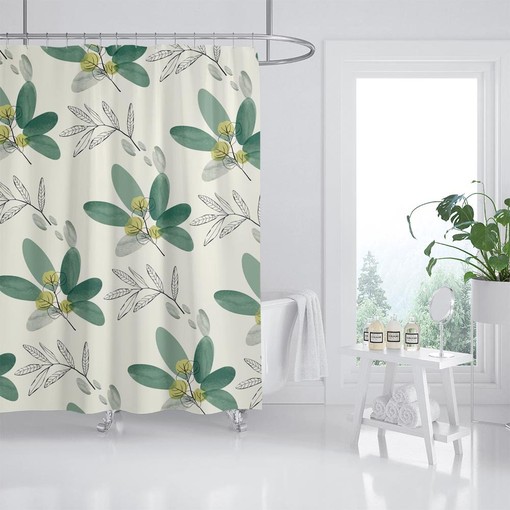 Disney Green Leaves Luxury Shower Curtain, Waterproof Design for a Touch of Nature in Your Bathroom - Image 2