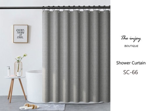 Disney Grey Linen Texture Polyester Extra Thick Luxury Shower Curtain, Perfect for Minimalist Decor