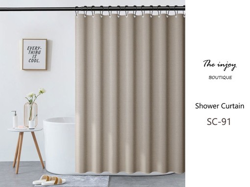 Disney Light Brown Linen-textured Extra Thick Shower Curtain, Perfect for Minimalist Bathroom Decor