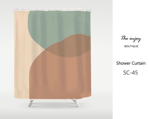 Disney Light Green Brown Color Blocks Dots Shower Curtain, a Unisex Birthday Gift with a Touch of Humor