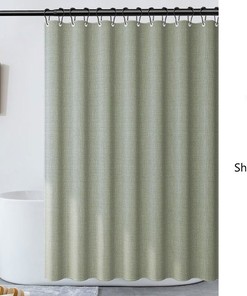 Disney Light Green Linen-textured Polyester Thick Shower Curtain, Sage Green Extra Heavy and Waterproof with Hooks