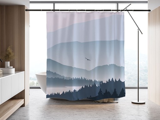 Disney Shower Curtain with Mountain Water Blue Ink Schilderij for a Unique and Artistic Bathroom Home Decor - Image 2
