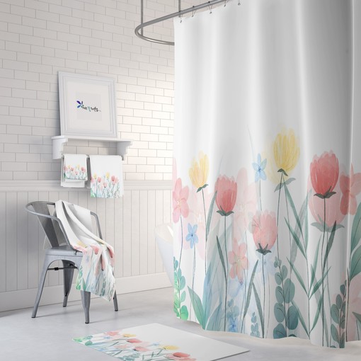 Disney Wildflower Shower Curtain, Bath Mat, and Towel Options, At Home Shower Curtains