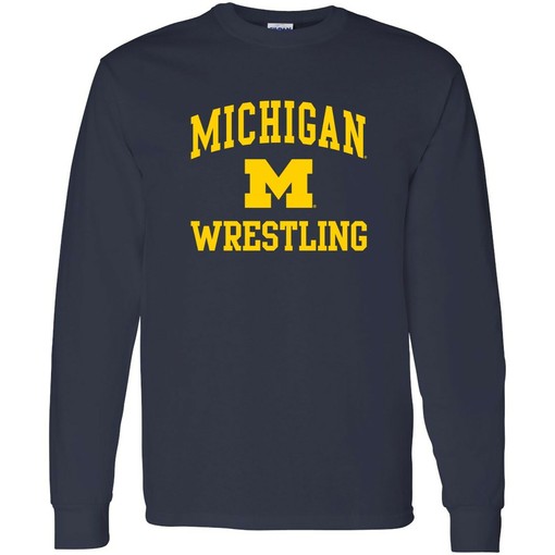 Distress Triblend Michigan Wolverines Basketball Crewneck Shirt for Men and Women