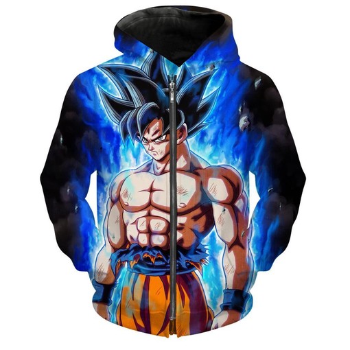 Dragon Ball Super Ultra Instinct Zip Up Hoodie in 3D Print - Perfect for Cold Days