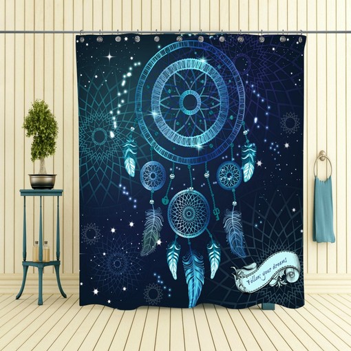 Dream Catcher Shower Curtain with Follow Your Dreams Galaxy Bath Accessories for Bohemian Bathroom Decor - Image 2