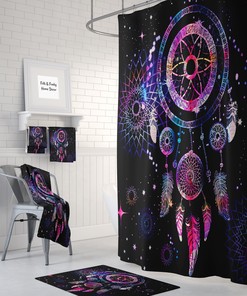 Dreamcatcher Boho Chic Shower Curtain with Travel Shower Curtain Print