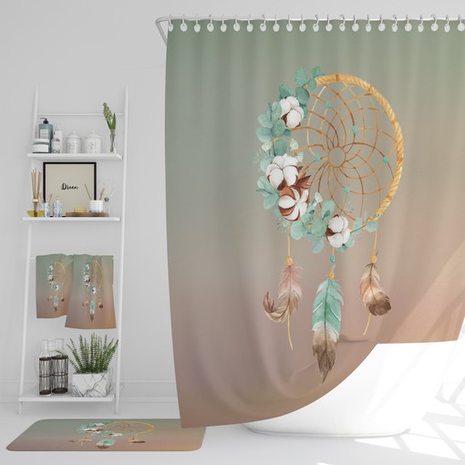 Dreamcatcher Gradient Shower Curtain Set with Optional Bath Set