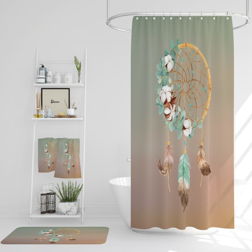 Dreamcatcher Gradient Shower Curtain Set with Optional Bath Set - Image 2