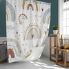 Dreamy Rainbow Sky Shower Curtain | Nordic Clouds Stars Print | Kids Bathroom Decor