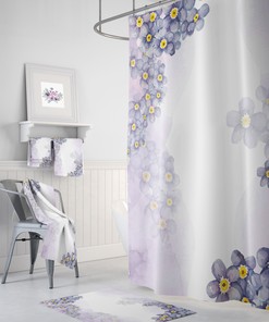Dreamy Wispy Purple Floral Shower Curtain Set - Dreamy Bath Set with Optional Bath Set for Cozy Bathroom Decor