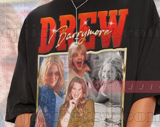 Drew Barrymore Homage Tshirt with Vintage Shirt and Retro 90s Sweater - Image 2