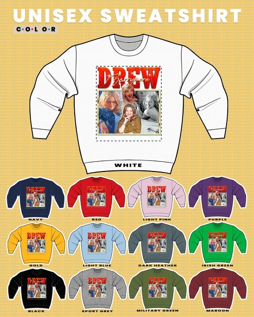 Drew Barrymore Homage sweatshirt with Retro 90s Sweater and Fan Tees - Image 3