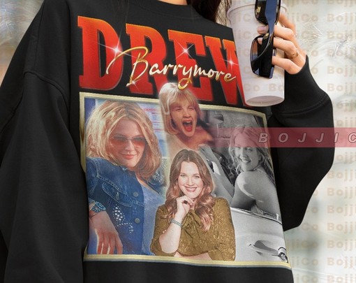 Drew Barrymore Homage sweatshirt with Retro 90s Sweater and Fan Tees - Image 4